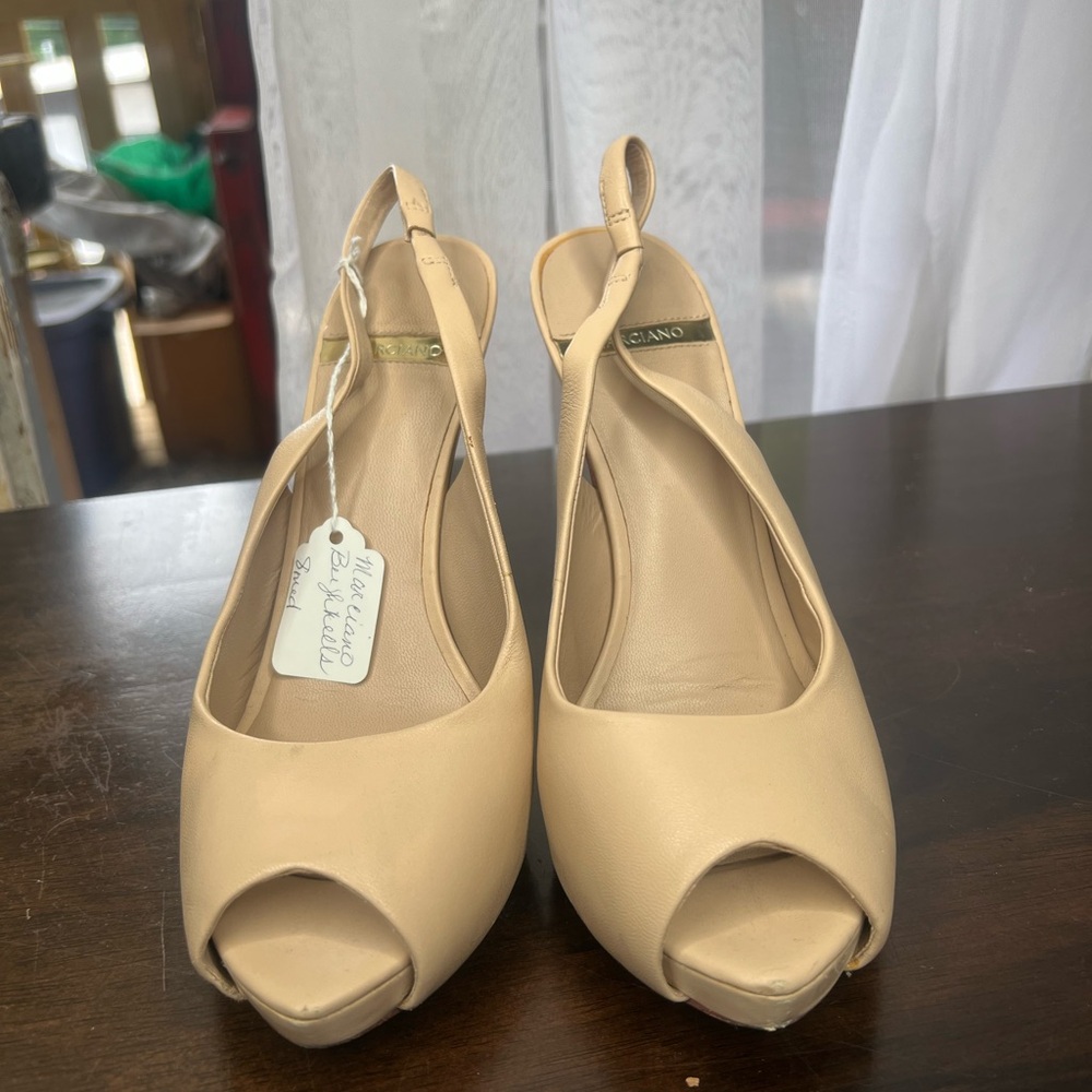Marciano Beige Peep-Toe Slingback size 38 Heels